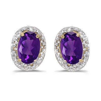 Diamond and Amethyst Earrings 14k Yellow Gold (0.90ct)