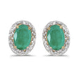 Lab Emerald & Diamond Earrings 14k Yellow Gold 1.58ct