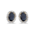 Diamond and Blue Sapphire Earrings 14k Yellow Gold 2.22ct