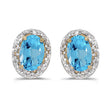 Diamond and Blue Topaz Earrings 14k Yellow Gold 2.02ct