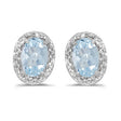 Diamond and Aquamarine Earrings 14k White Gold 1.44ct