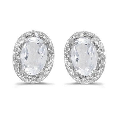 Diamond and White Topaz Earrings 14k White Gold (1.14ct)