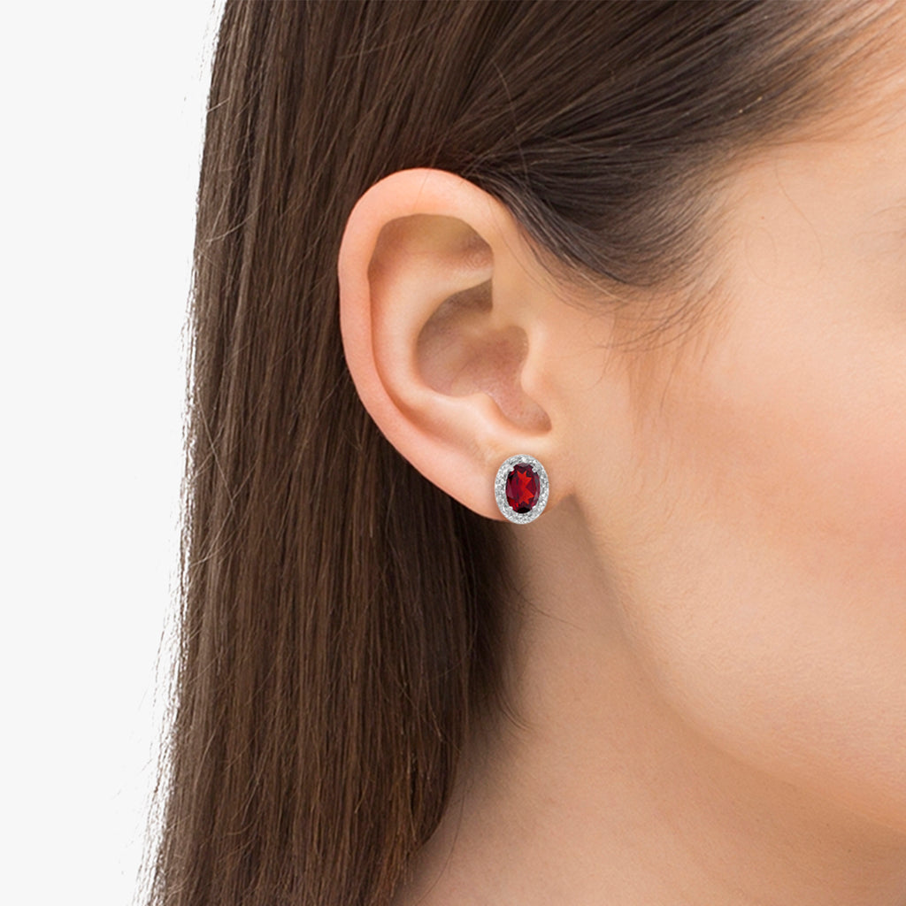 Diamond and Ruby Earrings in 14k White Gold (1.20ct)