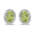 Diamond and Peridot Earrings 14k White Gold 1.82ct