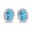 Diamond and Blue Topaz Earrings 14k White Gold 2.02ct