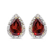 Pear Garnet and Diamond Stud Earrings 14k Yellow Gold (1.72ct)