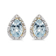 Pear Aquamarine and Diamond Stud Earrings 14k Yellow Gold (1.22ct)