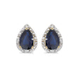 Pear Blue Sapphire and Diamond Stud Earrings 14k Yellow Gold (1.72ct)