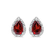 Pear Garnet and Diamond Stud Earrings 14k White Gold (1.72ct)