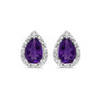 Pear Amethyst and Diamond Stud Earrings 14k White Gold (1.32ct)