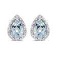 Pear Aquamarine and Diamond Stud Earrings 14k White Gold (1.22ct)