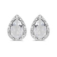 Pear White Topaz and Diamond Stud Earrings 14k White Gold (1.72ct)