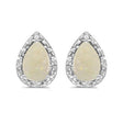 Pear Opal and Diamond Stud Earrings 14k White Gold (1.72ct)