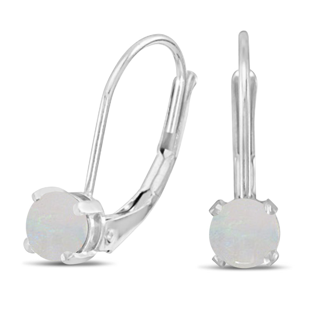 Opal Lever-Back Drop Earrings 14k White Gold (0.60ctw)