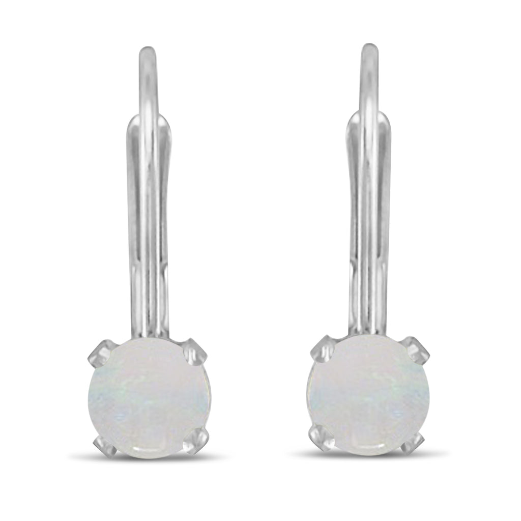 Opal Lever-Back Drop Earrings 14k White Gold (0.60ctw)