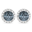 Diamond and Gray Spinel Earrings Halo 14K White Gold (1.15tcw)