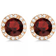 Lab Diamond and Lab Garnet Earrings Halo 14K Rose Gold (1.15ct)