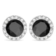 Lab Diamond and Black Lab Onyx Earrings Halo 14K White Gold (1.15ct)