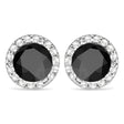 Diamond and Black Onyx Earrings Halo 14K White Gold (1.15tcw)