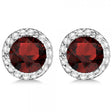 Diamond and Garnet Earrings Halo 14K White Gold (1.15ct)