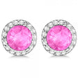 Diamond and Pink Sapphire Earrings Halo 14K White Gold (1.15ct)