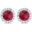 Lab Diamond and Lab Ruby Earrings Halo 14K White Gold (1.15ct)