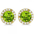 Lab Diamond and Lab Peridot Earrings Halo 14K Yellow Gold (1.15ct)