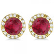 Diamond and Ruby Earrings Halo 14K Yellow Gold (1.15ct)