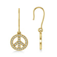 Diamond Peace Sign Dangling Earrings 14K Yelllow Gold (0.82ct)