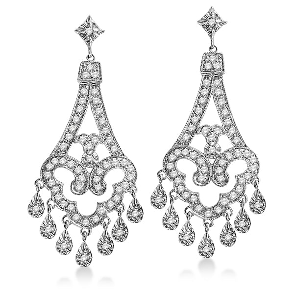 Dangling Chandelier Diamond Earrings 14K White Gold (1.08ct)