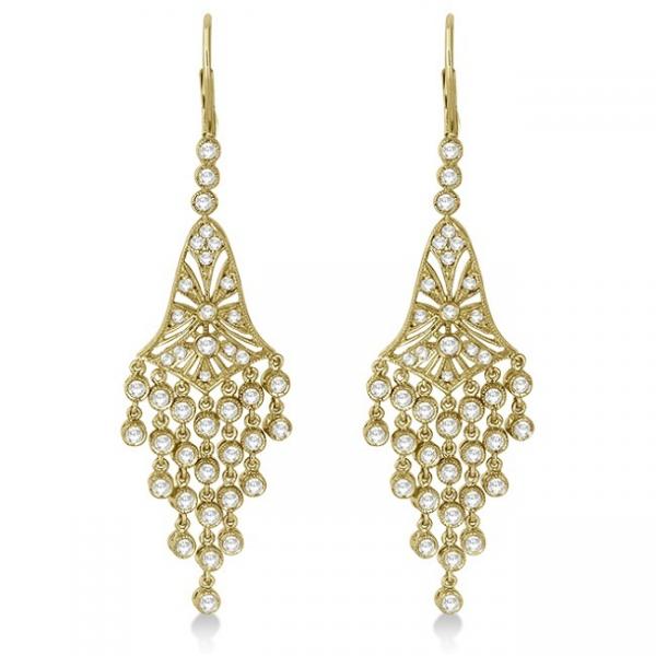 Bezel-Set Dangling Chandelier Diamond Earrings 14K Yellow Gold (2.27ct)