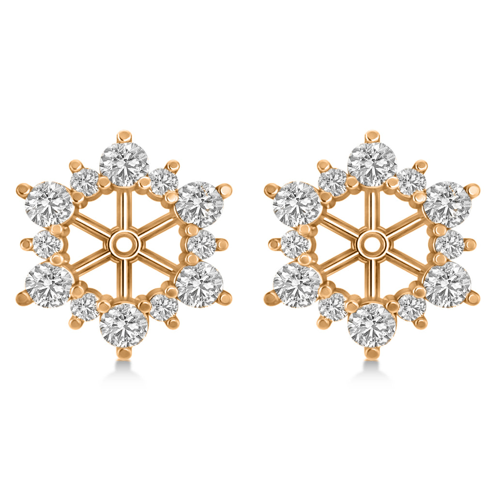 Diamond Flower Halo Earring Jackets 14k Rose Gold (1.20ct)
