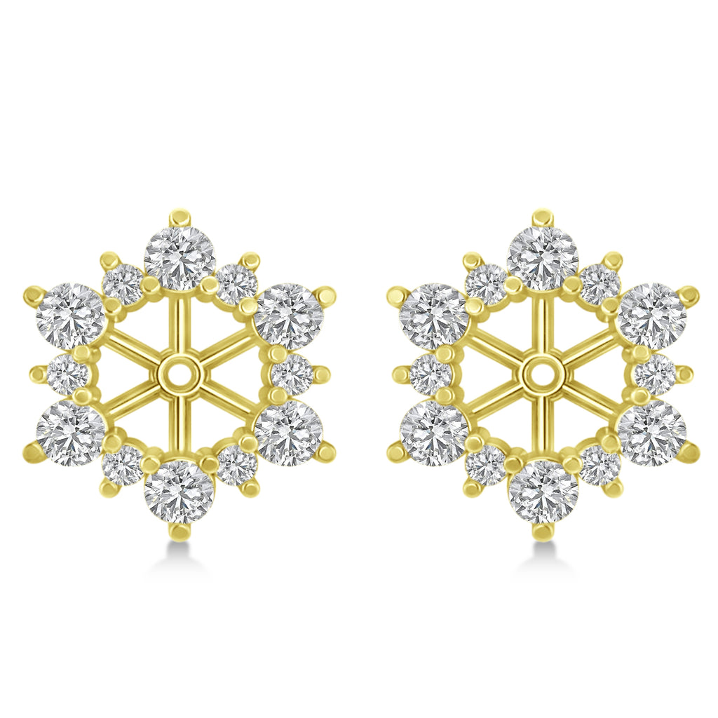 Diamond Flower Halo Earring Jackets 14k Yellow Gold (1.20ct)