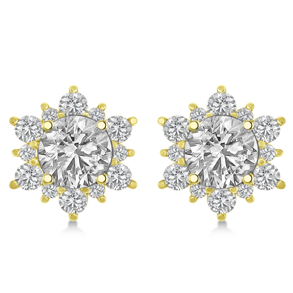 Diamond Flower Halo Earring Jackets 14k Yellow Gold (1.20ct)