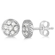Antique Style Push Back Diamond Earrings Milgrain Edged 14k White Gold (0.30ct)