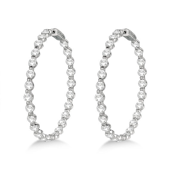 Large Round Floating Diamond Hoop Earrings 14k White Gold (10.00ct)