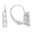 Three-Stone Leverback Lab Diamond Earrings 14k White Gold (2.00ct)