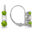 Three-Stone Leverback Diamond & Peridot Earrings 14k White Gold (2.00ct)