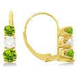 Three-Stone Leverback Diamond & Peridot Earrings 14k Yellow Gold (2.00ct)