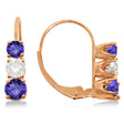 Three-Stone Leverback Diamond & Tanzanite Earrings 14k Rose Gold (3.00ct)
