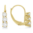 Three-Stone Leverback Lab Diamond Earrings 14k Yellow Gold (0.50ct)