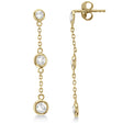 Diamond Drop Earrings Bezel-Set Dangles 14k Yellow Gold (0.25ct)
