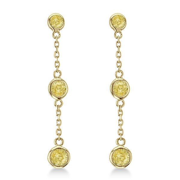 Fancy Yellow Diamond Station Drop Earrings 14k Yellow Gold (0.25ct)