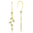 Diamond Olive Vine Leaf Drop Earrings 14k Yellow Gold (0.20ct)
