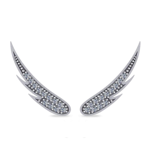 Angel Wings Ear Cuffs Diamond Accented 14K White Gold (0.24ct)