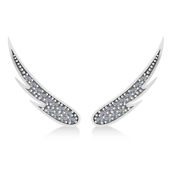 Angel Wings Ear Cuffs Diamond Accented 14K White Gold (0.24ct)