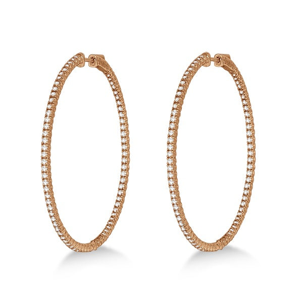 Unique X-Large Diamond Hoop Earrings 14k Rose Gold (3.00ct)