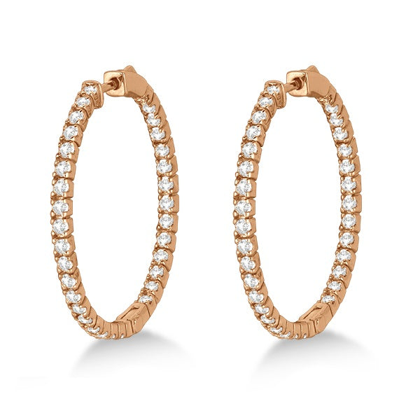 Large Round Diamond Hoop Earrings 14k Rose Gold (2.05ct)