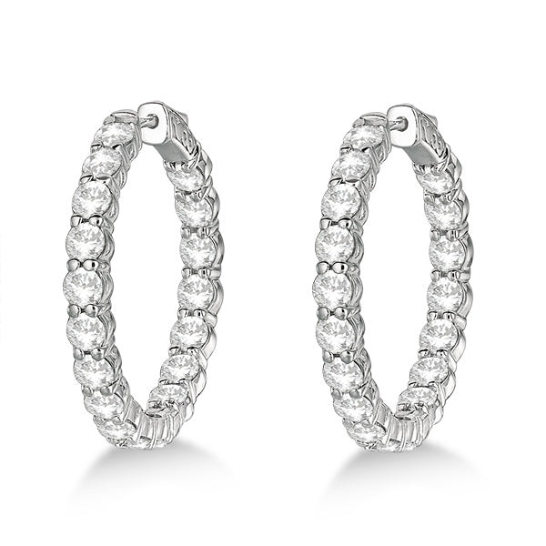 Fancy Medium Round Diamond Hoop Earrings 14k White Gold (7.20ct)