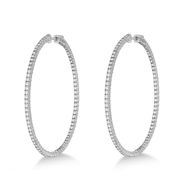 Unique X-Large Diamond Hoop Earrings 14k White Gold (3.00ct)